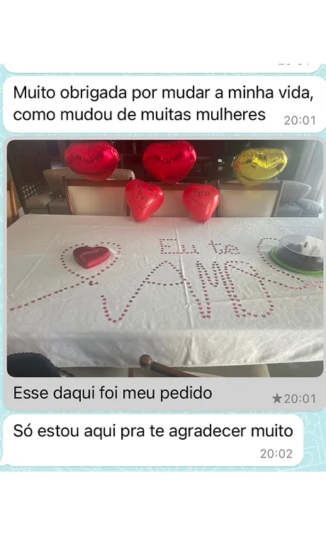 Mensagem de aluna: muito obrigada por mudar a minha vida, esse daqui foi meu pedido
